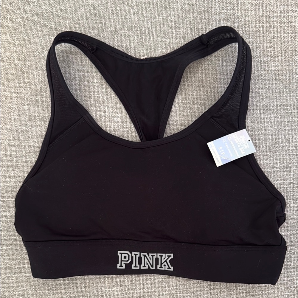 PINK Victoria's Secret Black Racerback Sports Bra size small